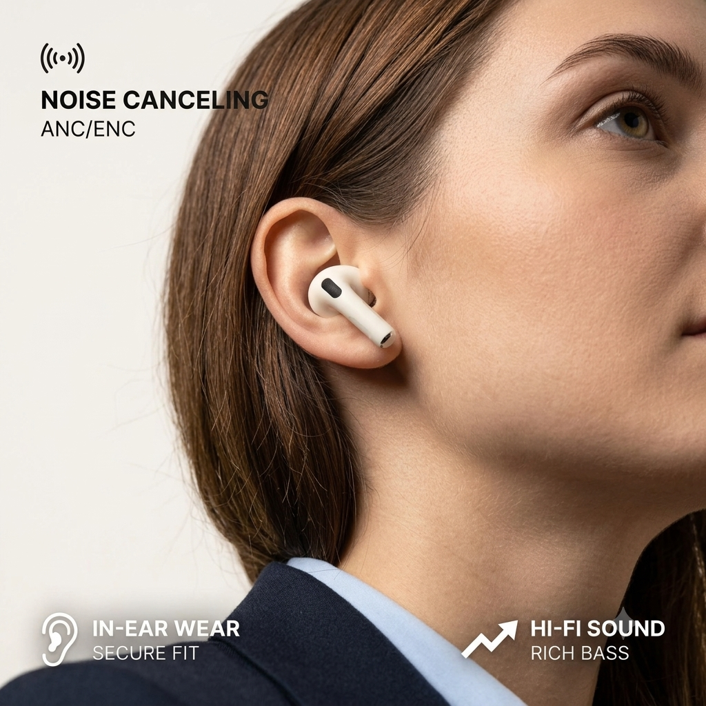 earbuds pro 4th generation – Active Noise Cancellation, Personalized Spatial Audio, USB-C Charging Case, Wireless Earbuds | White