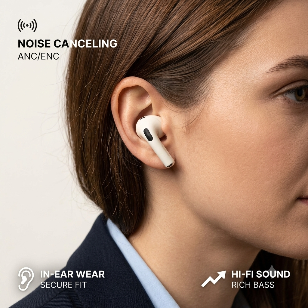 earbuds pro 4th generation – Active Noise Cancellation, Personalized Spatial Audio, USB-C Charging Case, Wireless Earbuds | White