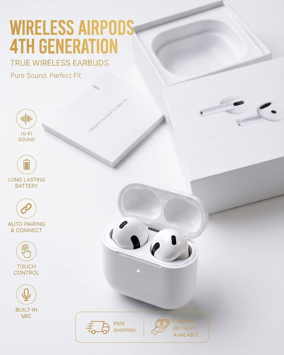 earbuds pro 4th generation – Active Noise Cancellation, Personalized Spatial Audio, USB-C Charging Case, Wireless Earbuds | White