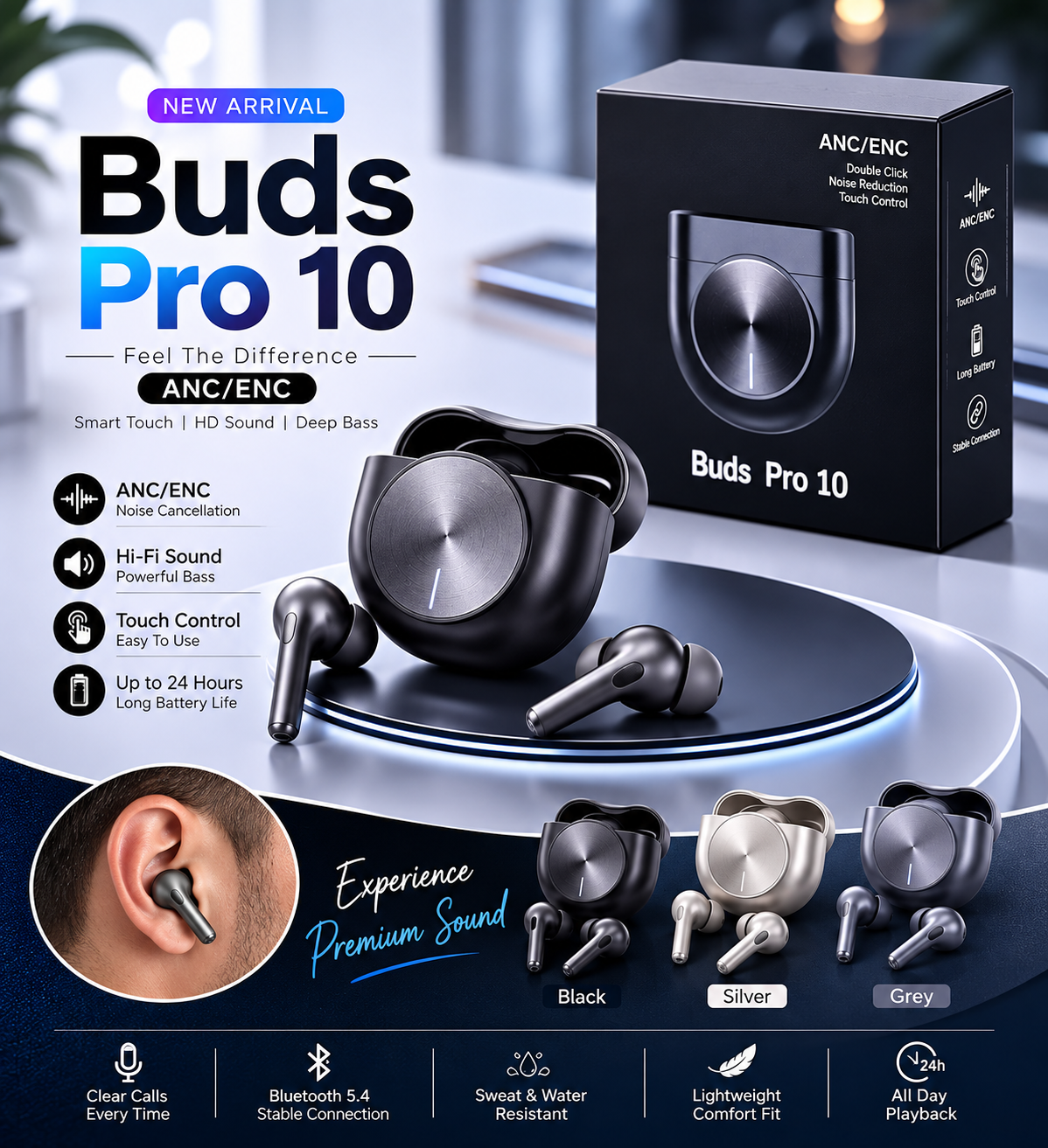 Buds Pro – Premium Wireless Earbuds with Active Noise Cancellation