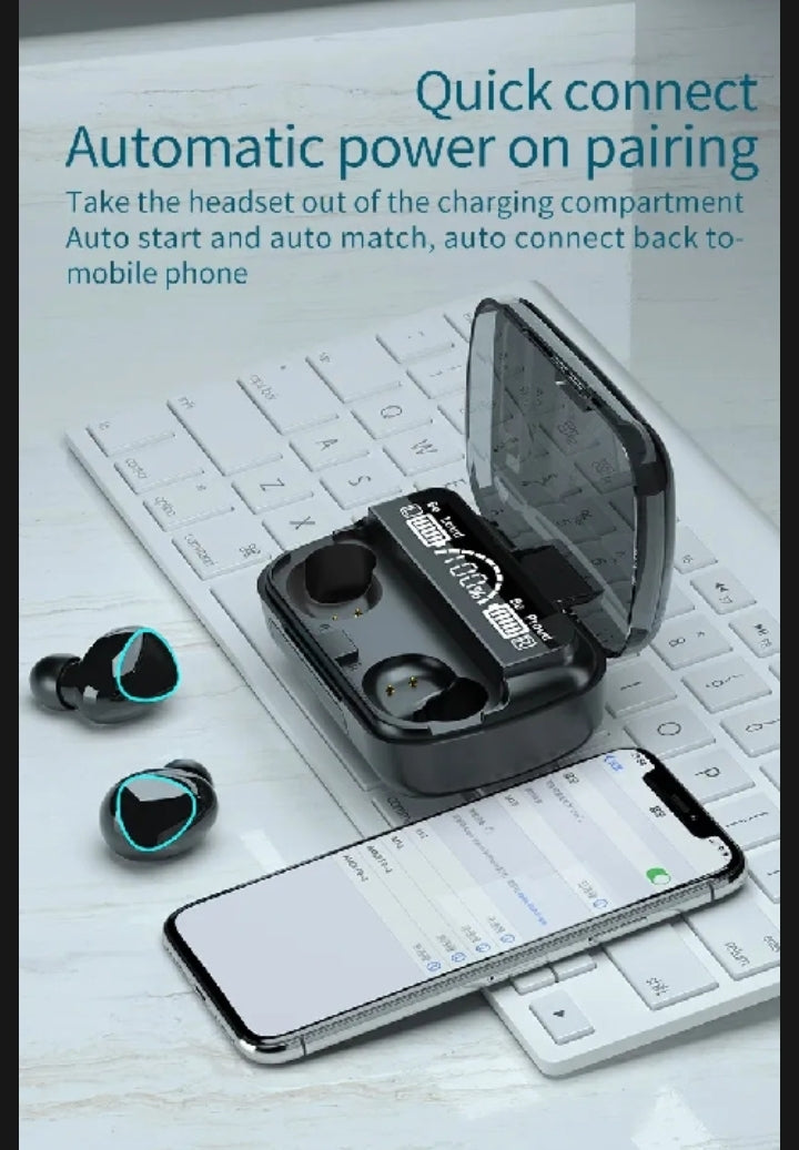 M10 Wireless Earbuds – LED Display Case & Deep Bass Sound