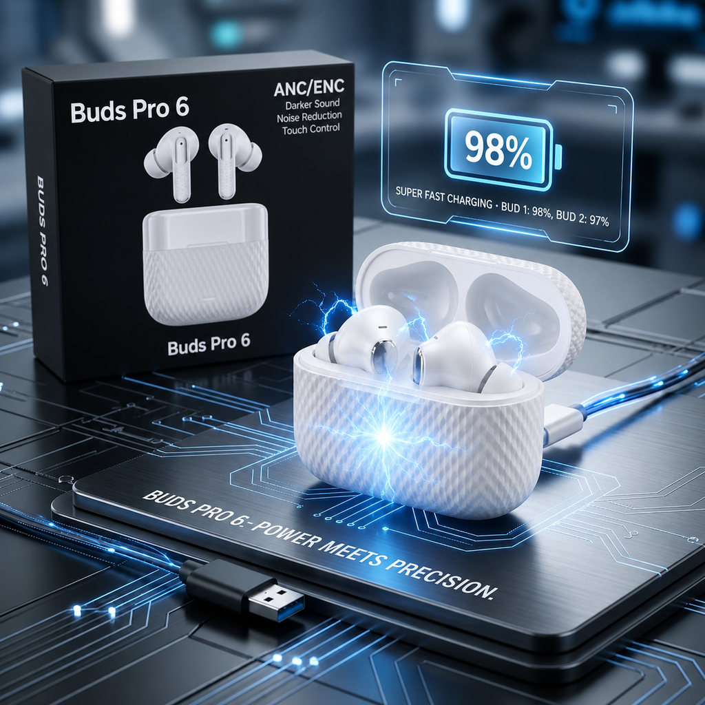 🔥 Buds Pro 6 Wireless Earbuds | ANC + ENC Noise Cancelling | HD Sound | Bluetooth 5.3 | Long Battery Life