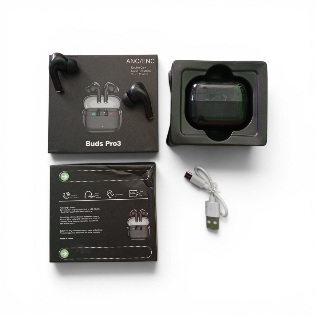 Buds Pro 3 ANC Wireless Earbuds | Transparent Case | Touch Control | 20Hr Battery